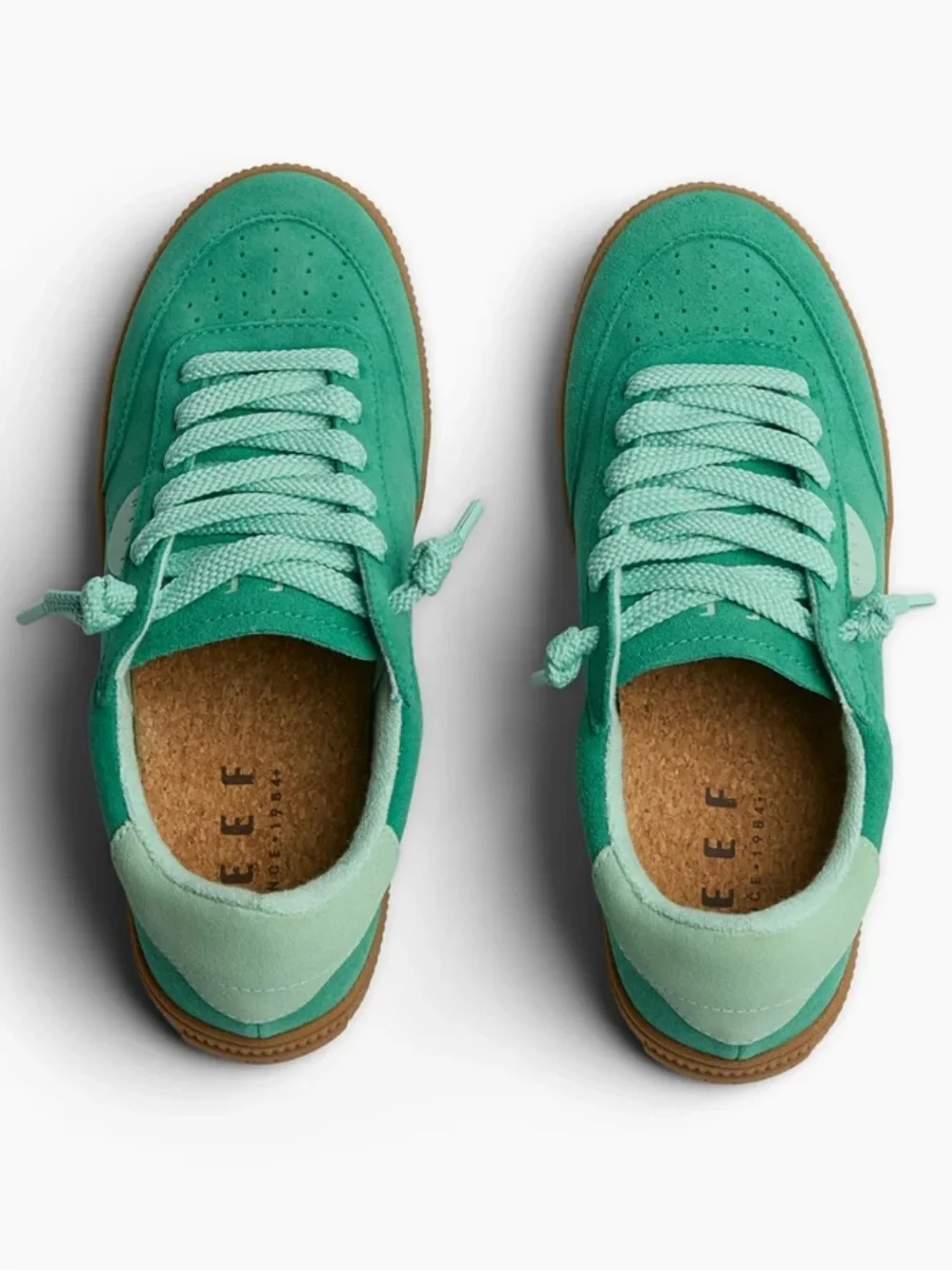 REEF Lay Day Seas Green Duo Women's Leather Suede Lace Up Sneakers